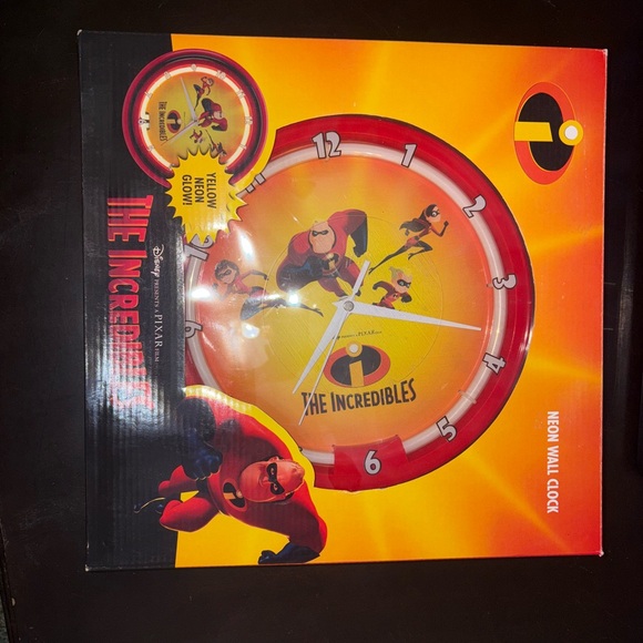 The Incredibles Neon Wall Clock - Red and Yellow - Picture 1 of 6